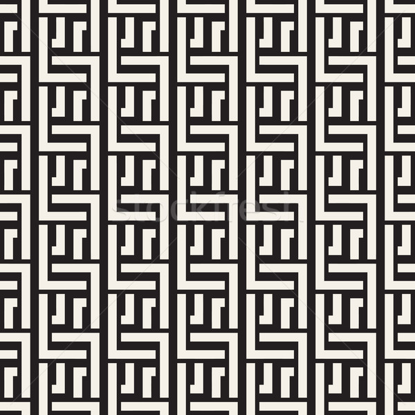 Interlacing Lines Maze Lattice. Ethnic Monochrome Texture. Vector Seamless Black and White Pattern Stock photo © Samolevsky