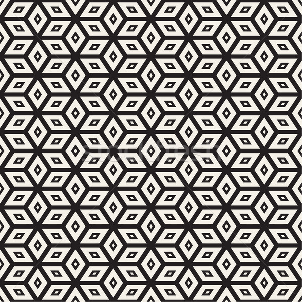 Trendy Monochrome Line Lattice. Vector Seamless Black and White Pattern. Stock photo © Samolevsky