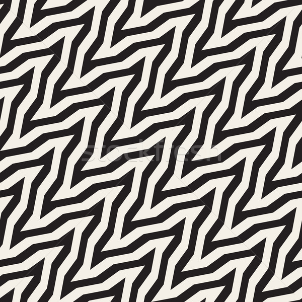 ZigZag Edgy Stripes Optical Illusion Effect. Vector Seamless Black and White Pattern. Stock photo © Samolevsky