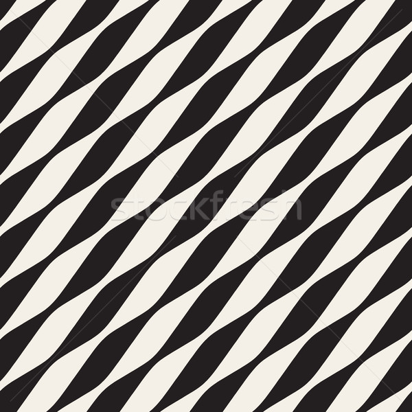 Vector Seamless Black and White Diagonal Wavy Lines Stock photo © Samolevsky