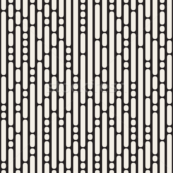 Vector Seamless Black and White Irregular Rounded Dash Lines Pattern Stock photo © Samolevsky