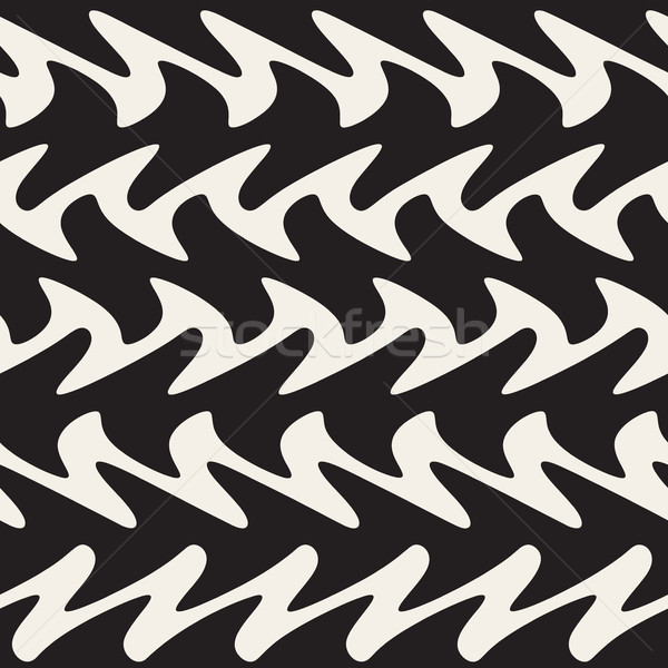 Hand Drawn Vertical ZigZag Lines. Vector Seamless Black and White Pattern. Stock photo © Samolevsky