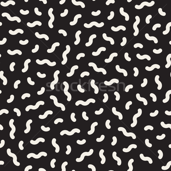 Scattered Geometric Line Shapes. Vector Seamless Black and White Pattern. Stock photo © Samolevsky