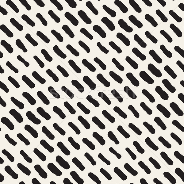 Hand Drawn Scattered Wavy Lines Monochrome Texture. Vector Seamless Black and White Pattern Stock photo © Samolevsky