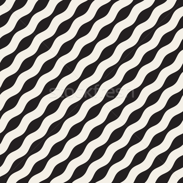 Ondulat undă linii vector fara sudura negru alb Imagine de stoc © Samolevsky