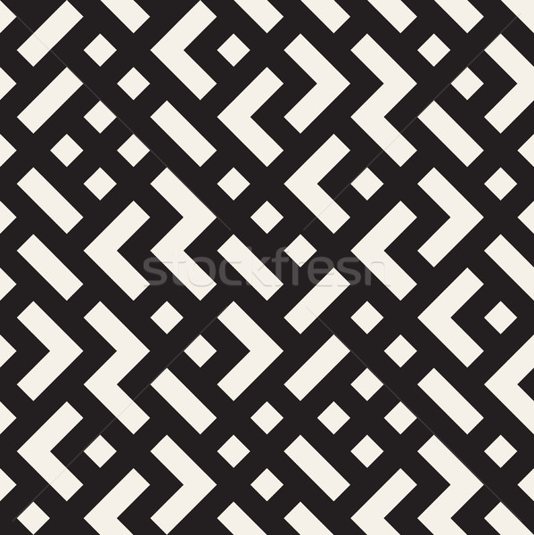 Irregular Maze Shapes Tiling Contemporary Graphic Design. Vector Seamless Black and White Pattern Stock photo © Samolevsky