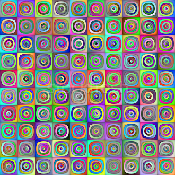 Raster Seamless Colorful Radial Gradient Quilts Random Circles in Square Grid Patchwork Pattern Stock photo © Samolevsky