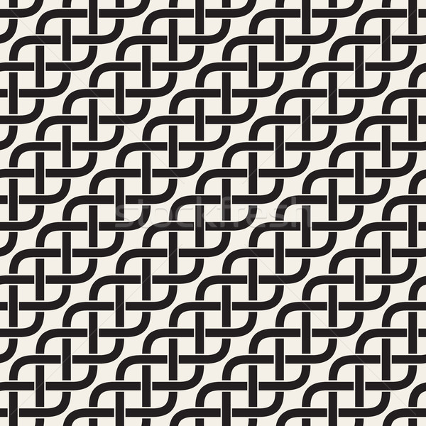 Stock photo: Interlaced Lines Celtic Ethnic Ornament. Vector Seamless Black and White Pattern