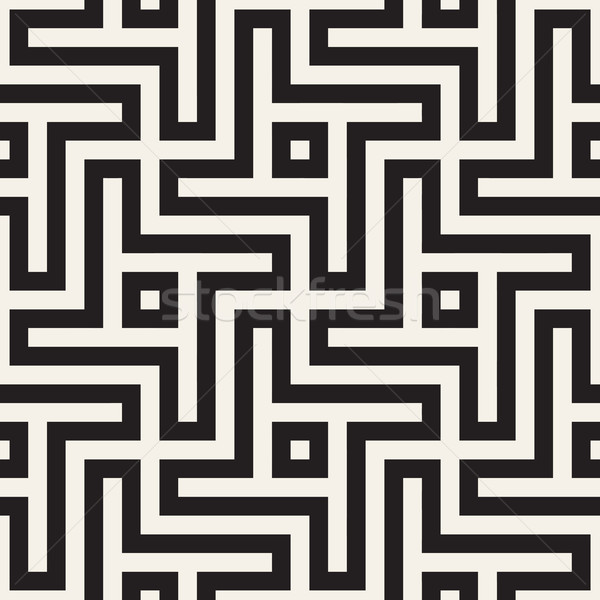 Stock photo: Repeating Geometric Stripes Tiling. Vector Seamless Monochrome Pattern