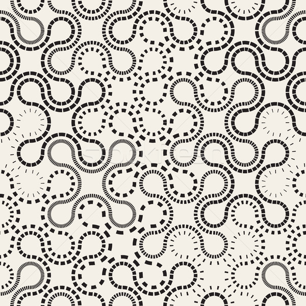 Vector Seamless Black and White Rounded Dash Line Cross Pattern Stock photo © Samolevsky