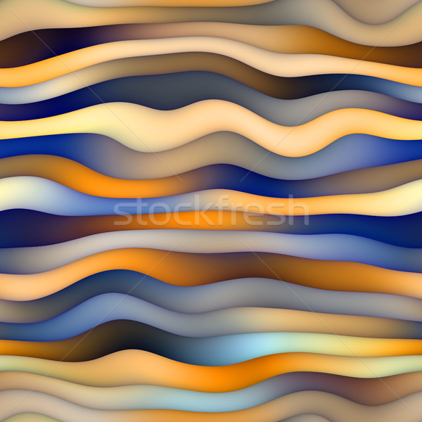 Raster Seamless Blue Orange Gradient Distorted Wavy Lines Pattern Stock photo © Samolevsky