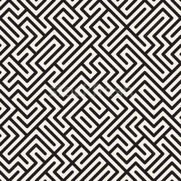 Labyrinth Zeilen Vektor schwarz weiß Muster Stock foto © Samolevsky