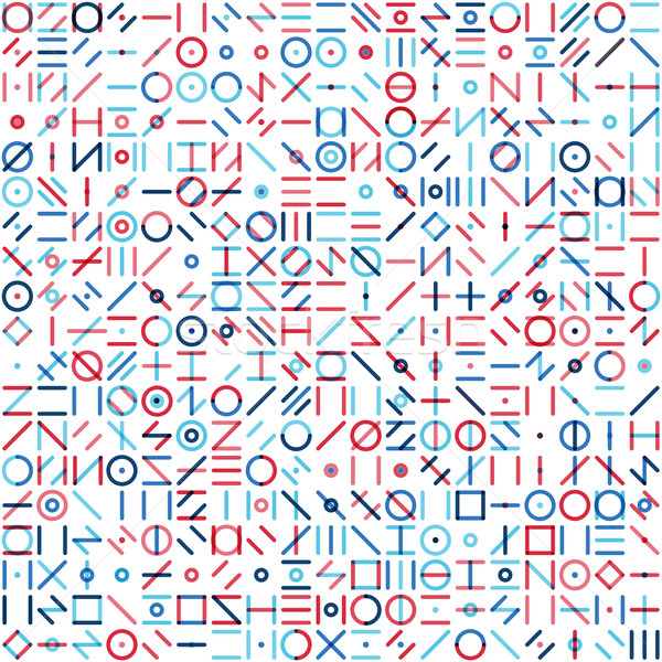 Vector Seamless Blue Red Colorful Random Geometric Line Signs Pattern Stock photo © Samolevsky