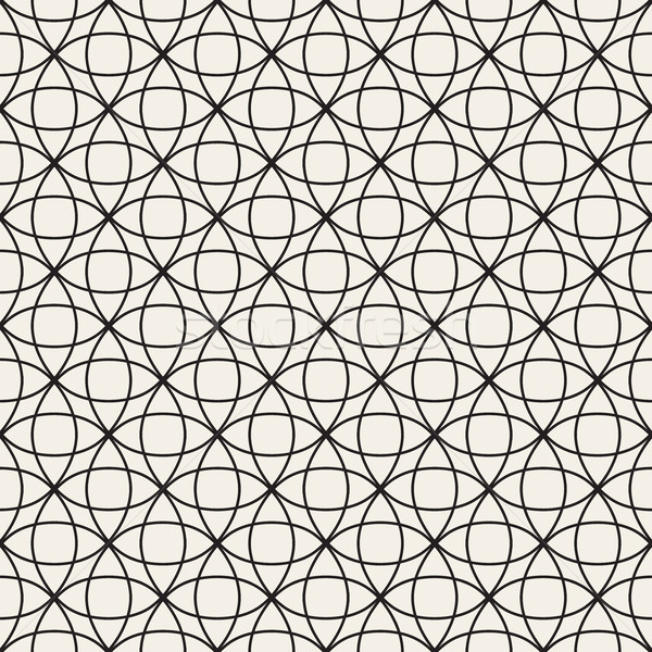 Circle Overlapping Line Lattice. Vector Seamless Black and White Pattern. Stock photo © Samolevsky