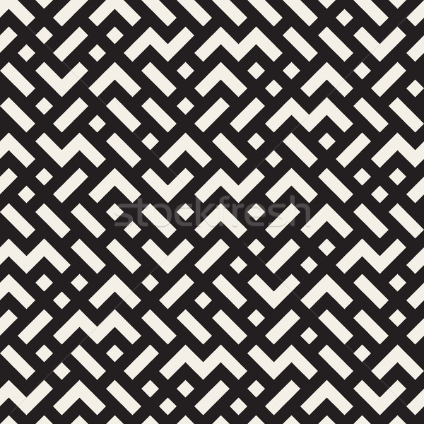 Stock photo: Irregular Mazy Lines. Vector Seamless Black and White Pattern.