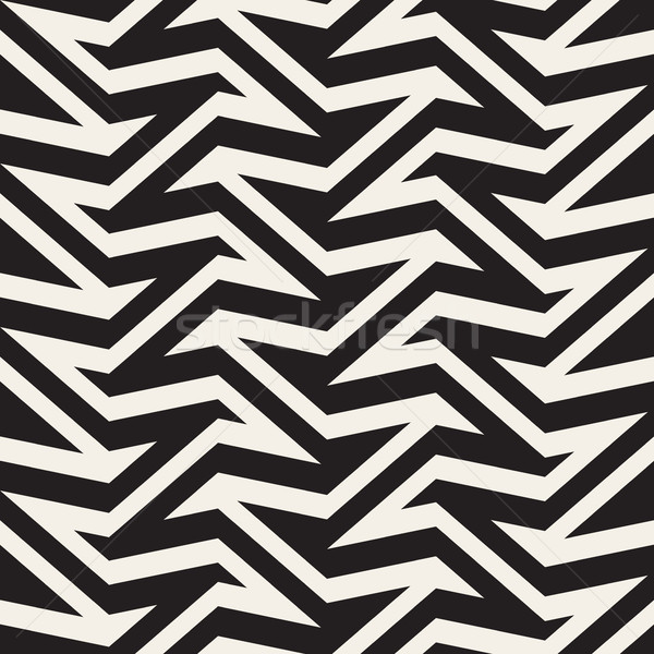 ZigZag Edgy Stripes Optical Illusion Effect. Vector Seamless Black and White Pattern. Stock photo © Samolevsky