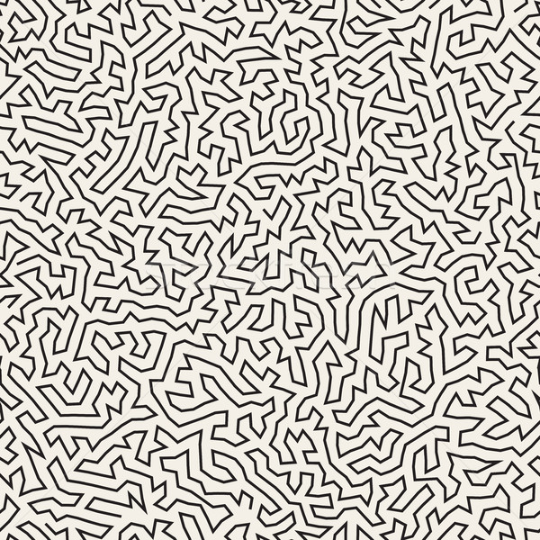 лабиринт тонкий линия вектора бесшовный черно белые Сток-фото © Samolevsky