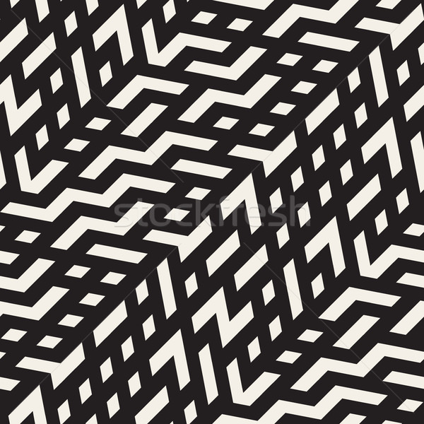 Imagine de stoc: Vector · fara · sudura · negru · alb · zigzag · linii · diagonala
