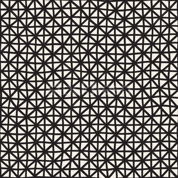 Stock photo: Hand Drawn Line Lattice. Vector Seamless Black and White Pattern.