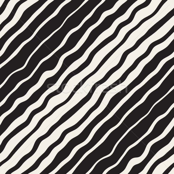 Wavy Ripple Hand Drawn Gradient Lines. Vector Seamless Black and White Pattern. Stock photo © Samolevsky