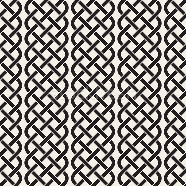Interlaced Lines Celtic Ethnic Ornament. Vector Seamless Black and White Pattern Stock photo © Samolevsky