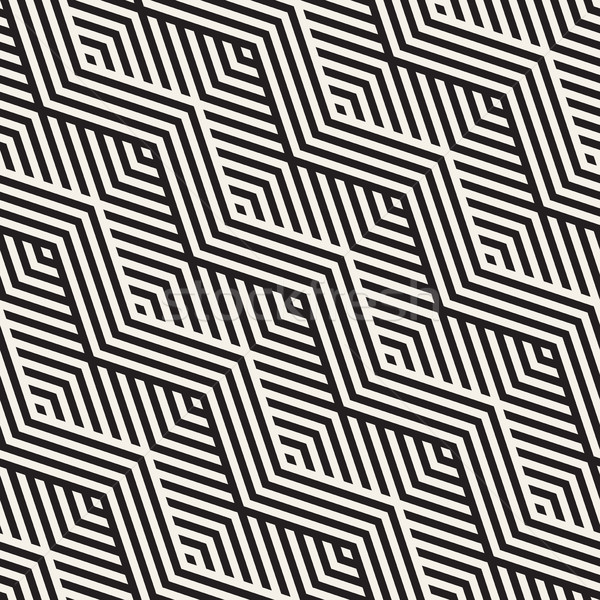 Abstract ZigZag Parallel Stripes. Vector Seamless Pattern. Repeating Monochrome Background Stock photo © Samolevsky
