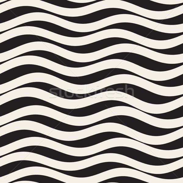 Stock photo: Vector Seamless Black and White Wavy Horizontal Lines Pattern