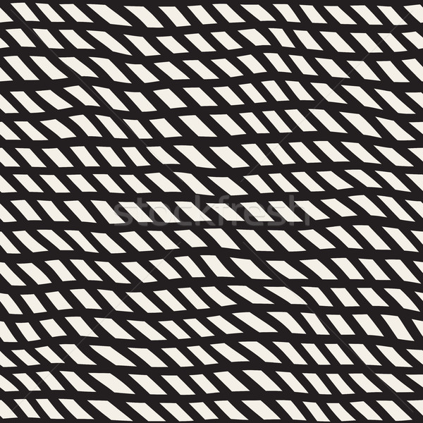 Hand Drawn Line Lattice. Vector Seamless Black and White Pattern. Stock photo © Samolevsky