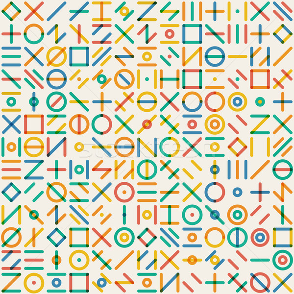 Vector Seamless Multicolor Geometric Line Random Shapes Grid Pattern Stock photo © Samolevsky