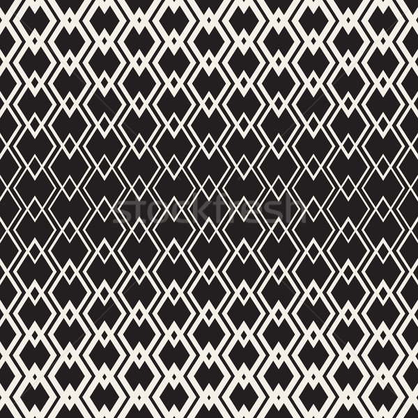 Rhombus Overlapping Lines Lattice. Vector Seamless Black and White Pattern. Stock photo © Samolevsky