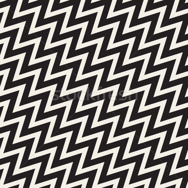 Vector Seamless Black and White ZigZag Diagonal Lines Geometric Pattern Stock photo © Samolevsky
