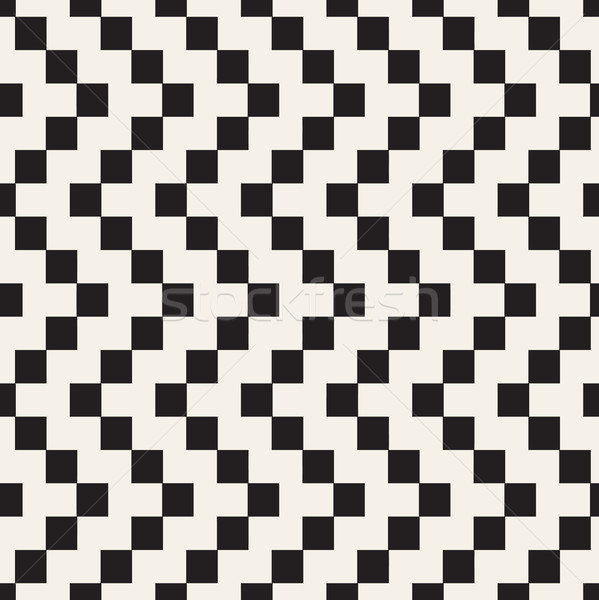 Halftone Edgy Lines Mosaic Endless Stylish Texture. Vector Seamless Black and White Pattern Stock photo © Samolevsky