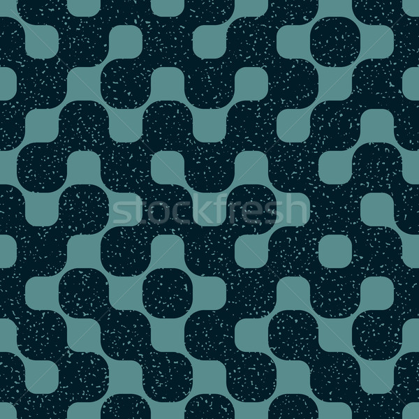 Vector Seamless Rounded Shape Geometric Irregular Retro Grungy Blue Navy Pattern Stock photo © Samolevsky