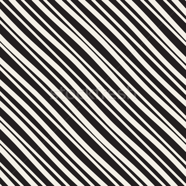 Vector Seamless Black and White Hand Drawn Diagonal Lines Pattern Stock photo © Samolevsky