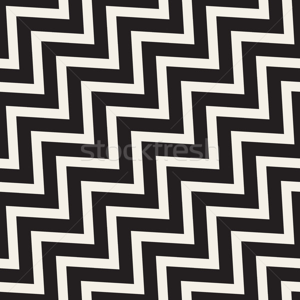 Vector Seamless Black and White ZigZag Diagonal Lines Geometric Pattern Stock photo © Samolevsky