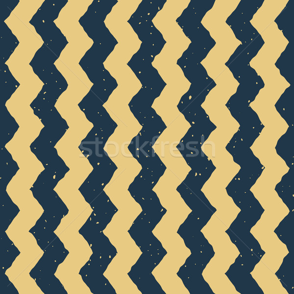 Vector Seamless Blue Yellow Color Hand Drawn Vertical ZigZag Distorted Lines Grungy Chevron Pattern Stock photo © Samolevsky