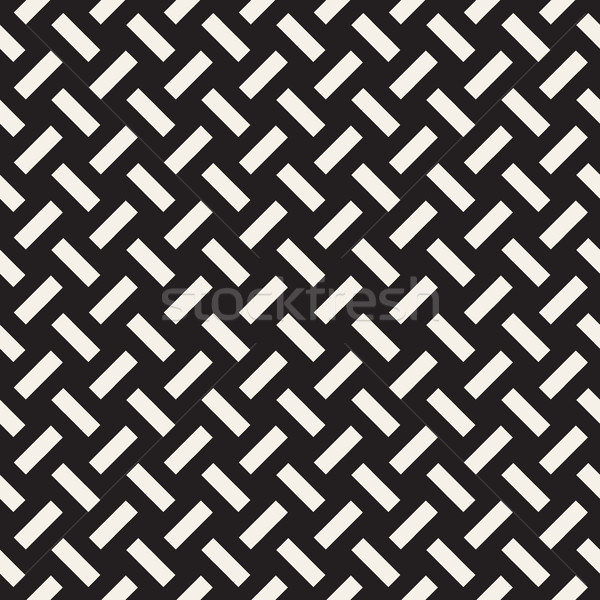 Trendy monochrome twill weave. Vector Seamless Black and White Pattern. Stock photo © Samolevsky