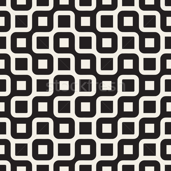 Vector Seamless Black And White Rounded Irregular Maze Lines Pattern Stock photo © Samolevsky