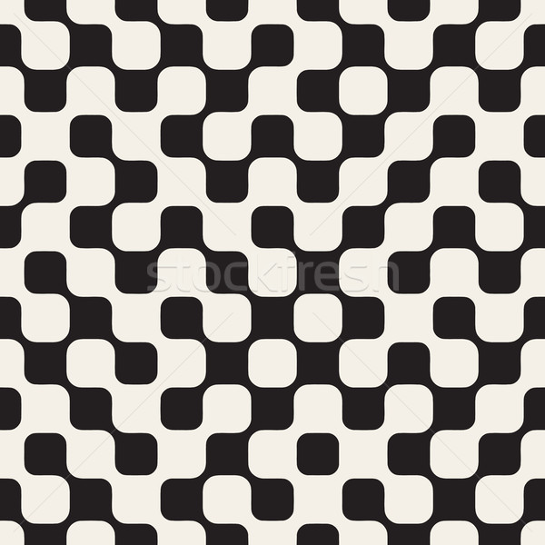 Vector Seamless Black and White Irregular Checker Grid Geometric Pattern Stock photo © Samolevsky