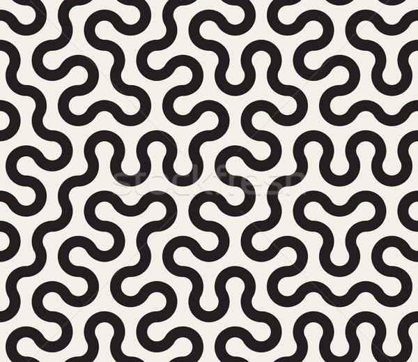 Vector Seamless Black and White Tangled Round Stripes Geometric Pattern Stock photo © Samolevsky