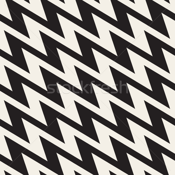 ZigZag Edgy Stripes. Vector Seamless Black and White Pattern. Stock photo © Samolevsky