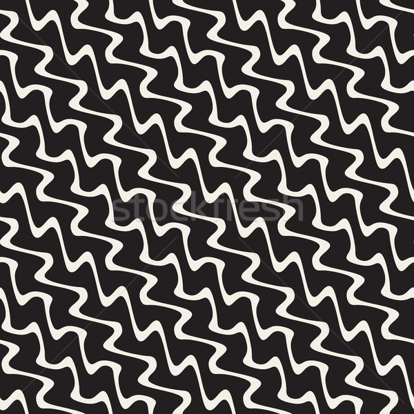 Wavy Ripple Lines. Vector Seamless Black and White Pattern. Stock photo © Samolevsky