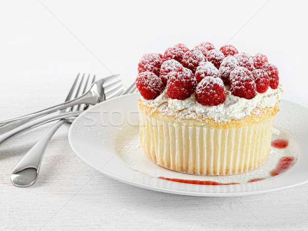 Cupcake with raspberries and cream Stock photo © Sandralise