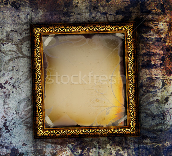 鍍金 幀 襤褸 紙 質地 背景 商業照片 © Sandralise