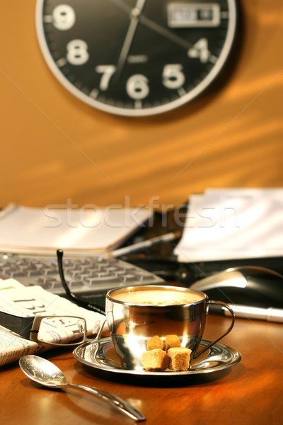 Tijd mokka koffie koffiepauze werk kantoor Stockfoto © Sandralise