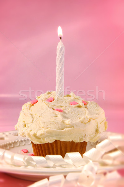 Little cupcake with candle Stock photo © Sandralise