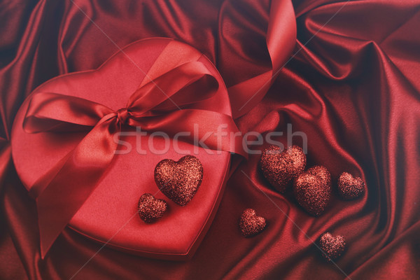 Hearts for valentines Day on satin background Stock photo © Sandralise