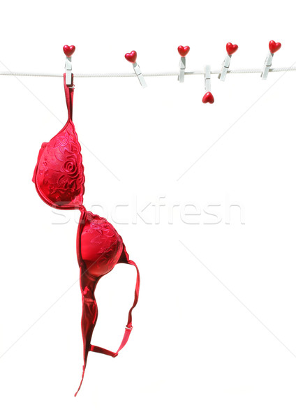Red brassierre hanging on clothesline Stock photo © Sandralise