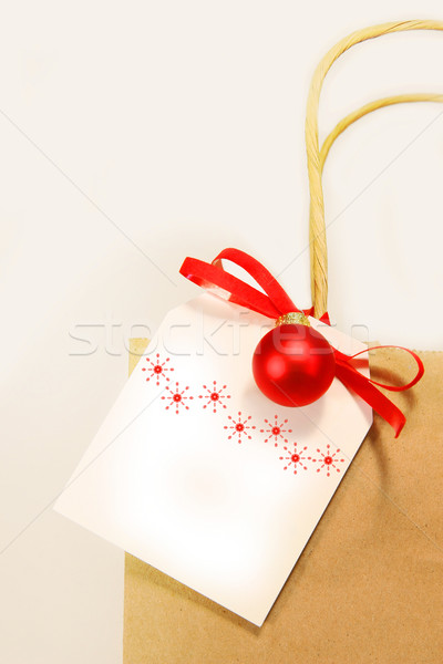 Witte vakantie gift card boodschappentas voedsel verjaardag Stockfoto © Sandralise