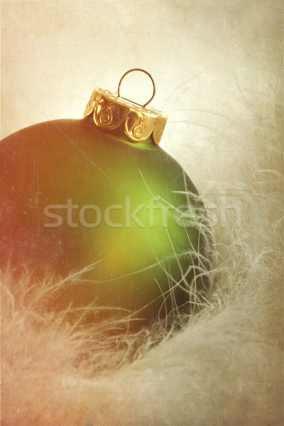 Verde Crăciun bilă moale alb Imagine de stoc © Sandralise